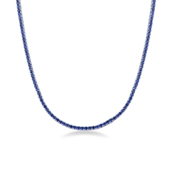 Weißgold 750 Tennis Halskette mit blauen Saphiren