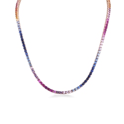Tennis Kette mit Saphiren Rainbow 18 K Roségold