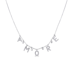 Halskette Weißgold mit Buchstaben AMORE aus Diamanten