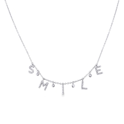 Kette aus Weißgold mit Schriftzug SMILE aus Diamanten