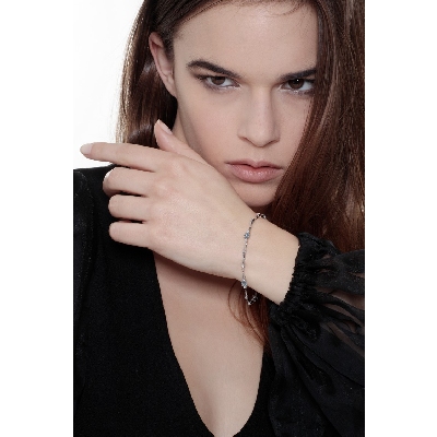 Weißgold Armband Damen mit Aquamarin und Diamanten 