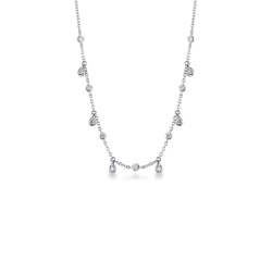 Weißgold Halskette mit Diamanten in tropfenförmigen Anhängern