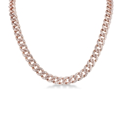 Iced Out Panzerkette Damen Roségold 750 mit Diamanten