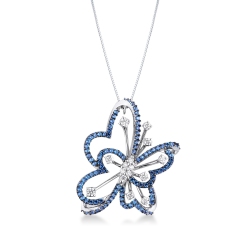 Designer Kette Schmetterling mit Saphiren und Diamanten
