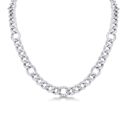 Iced Out Kette mit Diamanten Weißgold