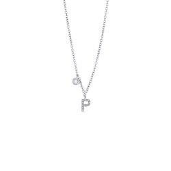 Buchstaben Halskette P Weißgold Diamanten