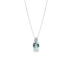 Halskette mit Aquamarin-Anhänger und Diamanten