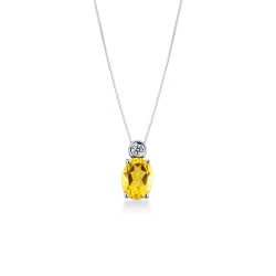 Damen Halskette mit Diamant- und Citrin-Anhänger