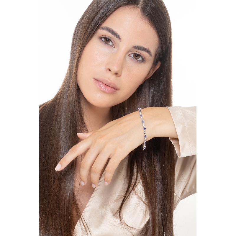 Saphir Armband Weißgold Damen mit Diamanten  Saphir Armband Weißgold Damen mit Diamanten
