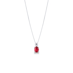 Damenkette aus Weißgold mit Rubin-Anhänger und Brillanten