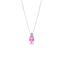 Halskette aus 18 Karat Weißgold mit Anhänger aus Diamanten und rosa Saphiren