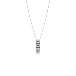Weißgold 18K Damenkette mit drei Diamanten