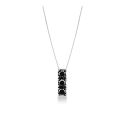 Herrenkette aus Weißgold 18K mit 3 schwarzen Diamanten, 50 cm