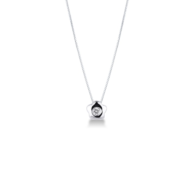 Halskette aus Weißgold 750 mit blumenförmigem Diamant-Anhänger