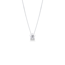 Weißgoldkette mit Sternanhänger und Solitär-Diamanten