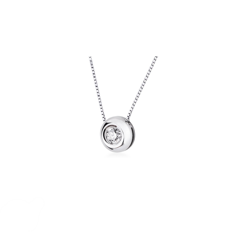 Halskette aus 18K Weißgold mit Diamant-Anhänger Halskette aus 18K Weißgold mit Diamant-Anhänger