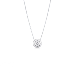 Damenkette aus Weißgold Anhänger mit rundem Diamanten