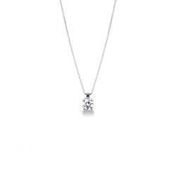 Weißgold Damenkette mit Solitär Brillant-Anhänger