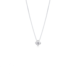 Weißgold 750 Damenkette mit Diamant in einer 4er Krappenfassung