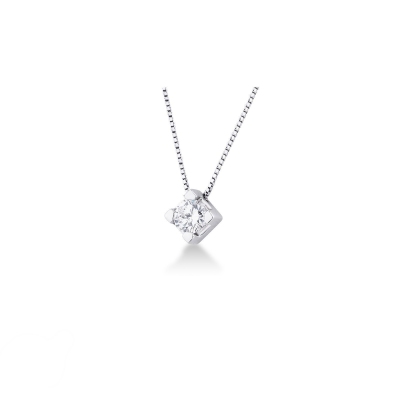Weißgold Kette mit Diamant Anhänger 0,70 ct Rhombus 
