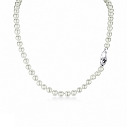 Perlenkette Damen mit Verschluss aus Weißgold und Diamanten