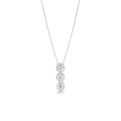 Blumenkette ILLUSION aus Weißgold mit 3 Diamantanhängern