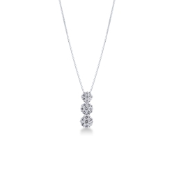 18K Weißgold Kette mit 3 Diamantanhängern