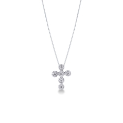 Kreuz Kette Weißgold 750 mit Diamanten