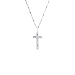 Herrenkette mit Diamant Kreuz Weissgold, 50 cm