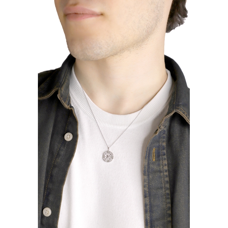 Herrenkette mit Windrose aus Diamanten
