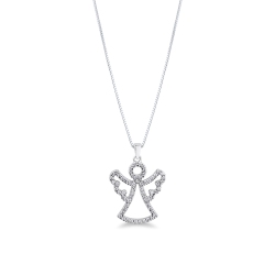 Halskette mit Schutzengel aus Weißgold mit Diamanten