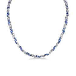 Halskette aus Weißgold 750 mit blauen Saphiren und Brillanten