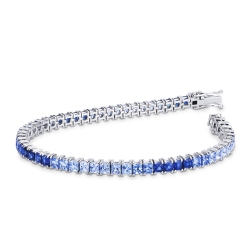 Saphir blau Tennisarmband Weißgold 18K