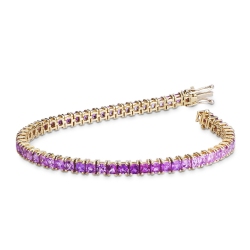 Saphir Rosa Tennisarmband aus Gelbgold 18K