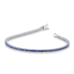 Weißgold 750 Tennisarmband mit blauen Saphiren