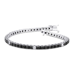 Weißgold Tennisarmband mit schwarzen und weißen Diamanten