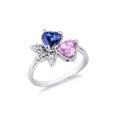 Saphir Ring blau und rosa mit Diamanten