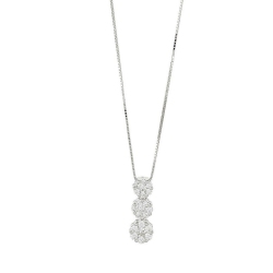 Weißgold 18k Kette mit drei Blumen aus Diamanten