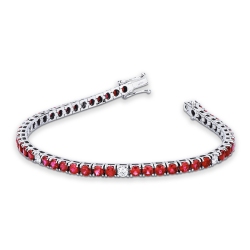 Weißgold 750 Tennisarmband mit Rubinen und Brillanten
