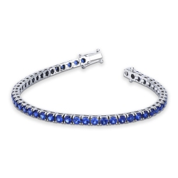 Weißgold 18K Tennisarmband mit blauen Saphiren