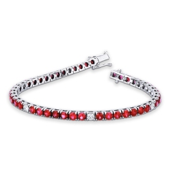 ICED OUT Tennisarmband mit Diamanten und Rubinen Weißgold 18K