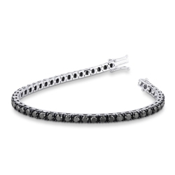 750er Weißgold Tennisarmband mit schwarzen Diamanten