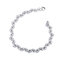 Weißgold 18k Damenarmband mit blattförmigen Diamanten