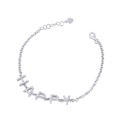 Buchstabenarmband HAPPY aus Weißgold und Diamanten
