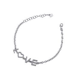 Weißgold-Armband mit Buchstaben LOVE aus Diamanten