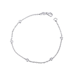 Damenarmband Weißgold 750 mit fünf Diamanten