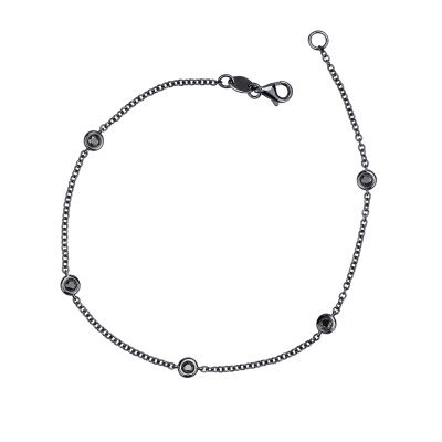 Weißgold Armband Herren mit schwarzen Diamanten