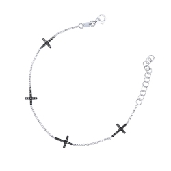 Weißgold 18k Armband mit Kreuzen aus schwarzen Diamanten