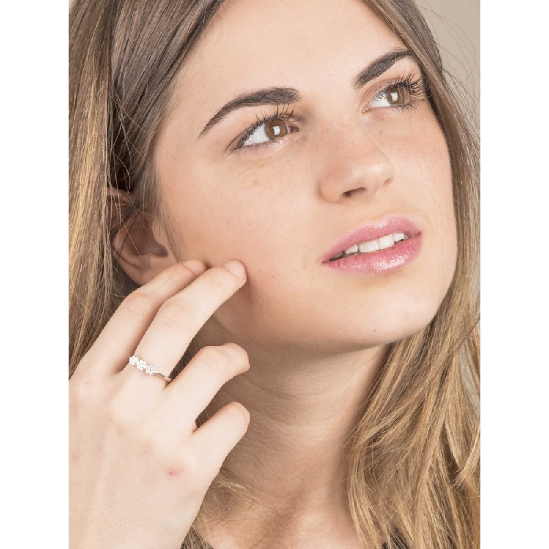 3 Diamanten Ring 750er Weißgold 