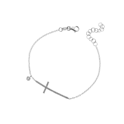 Weißgoldarmband mit Diamantkreuz